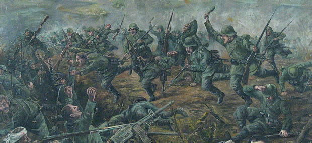 Offensiv på vestfronten; fransk skyttegrav angribes.