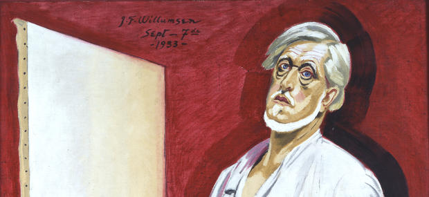 J.F. Willumsen, Selvportræt i malerbluse, 1933.