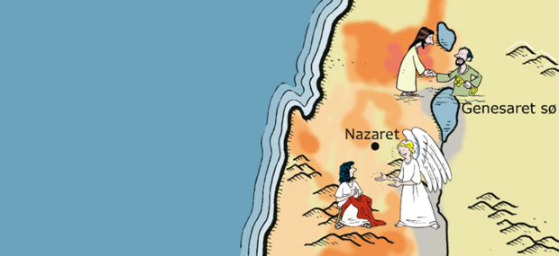 Landkort med de historieske bibelsteder