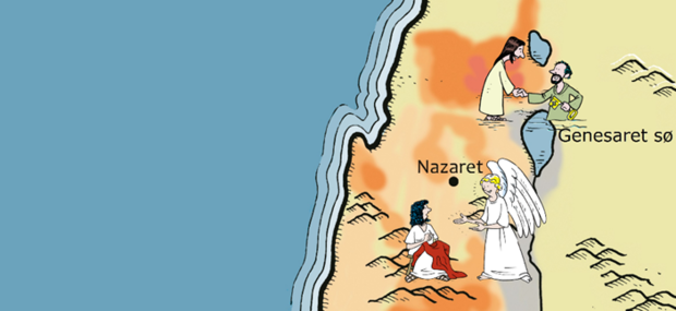 Landkort med de historieske bibelsteder