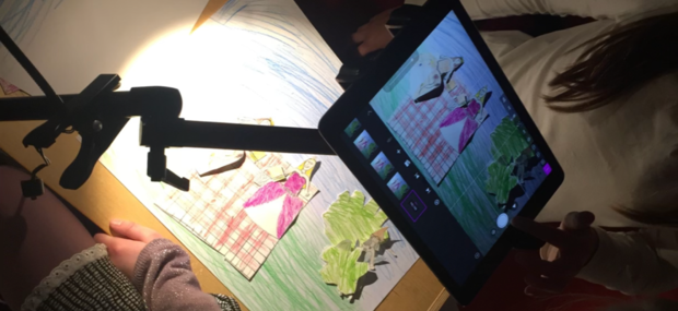 Børn arbejder med animationsfilm