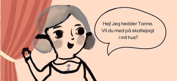 Tanne. Illustration af Pauline Drasbæk, som er forfatter og illustrator til børnebogen ‘Tanne – den lille fortællerske’