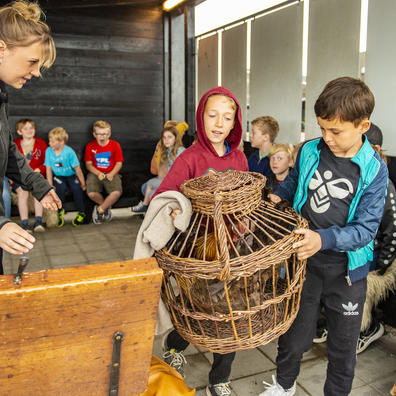 Elever på Vikingeskibsmuseet i Roskilde